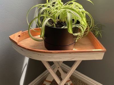 Distressed Boat & Oar Tray Table / Nautical Accent Table