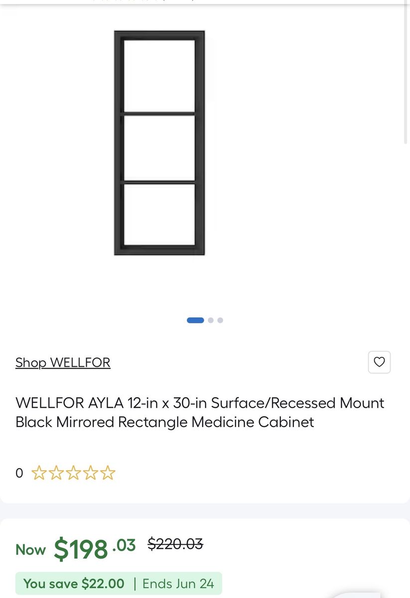 WELLFOR AYLA 12x30in Black Mirrored Rectangle Surface/Recessed Mount Medicine Cabinet
