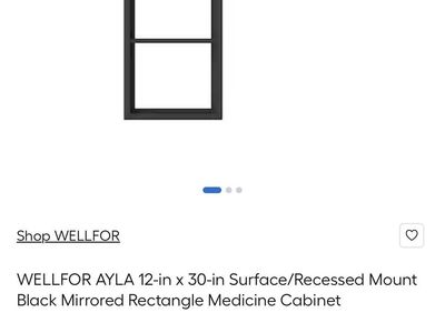 WELLFOR AYLA 12x30in Black Mirrored Rectangle Surface/Recessed Mount Medicine Cabinet