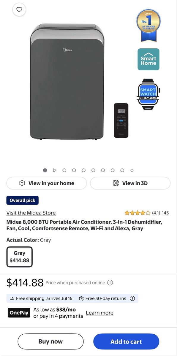 Midea 3 in 1 portable A/C Unit