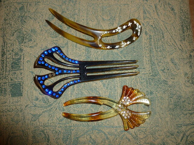 Antique Celluloid Hair Combs with Rhinestones - Variety - Vintage/Antique