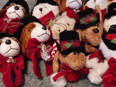 cleaning out craftroom, Bear, Dog heads