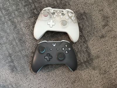 Xbox One Wireless Controllers - White Transparent & Gray/Teal