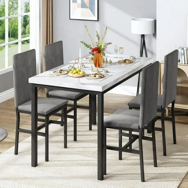 Dining Table Set for 4- Grey + White