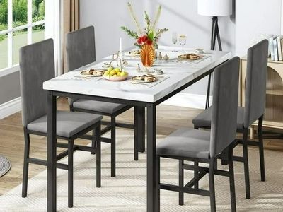 Dining Table Set for 4- Grey + White