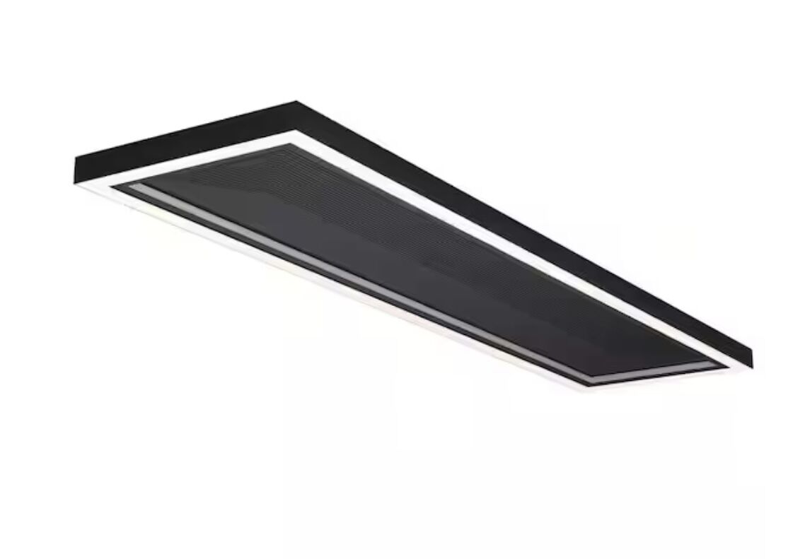 48 in. x 10 in. Low Profile Flat Panel Black Dimmable 5CCT Selectable LED with Night Light Flush Mount Ceiling Light