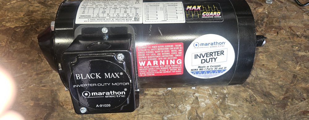 Marathon Y612 Electric Motor 2 HP 1800 Rpm 3PH 230/460 Volt 145TC Black MAX