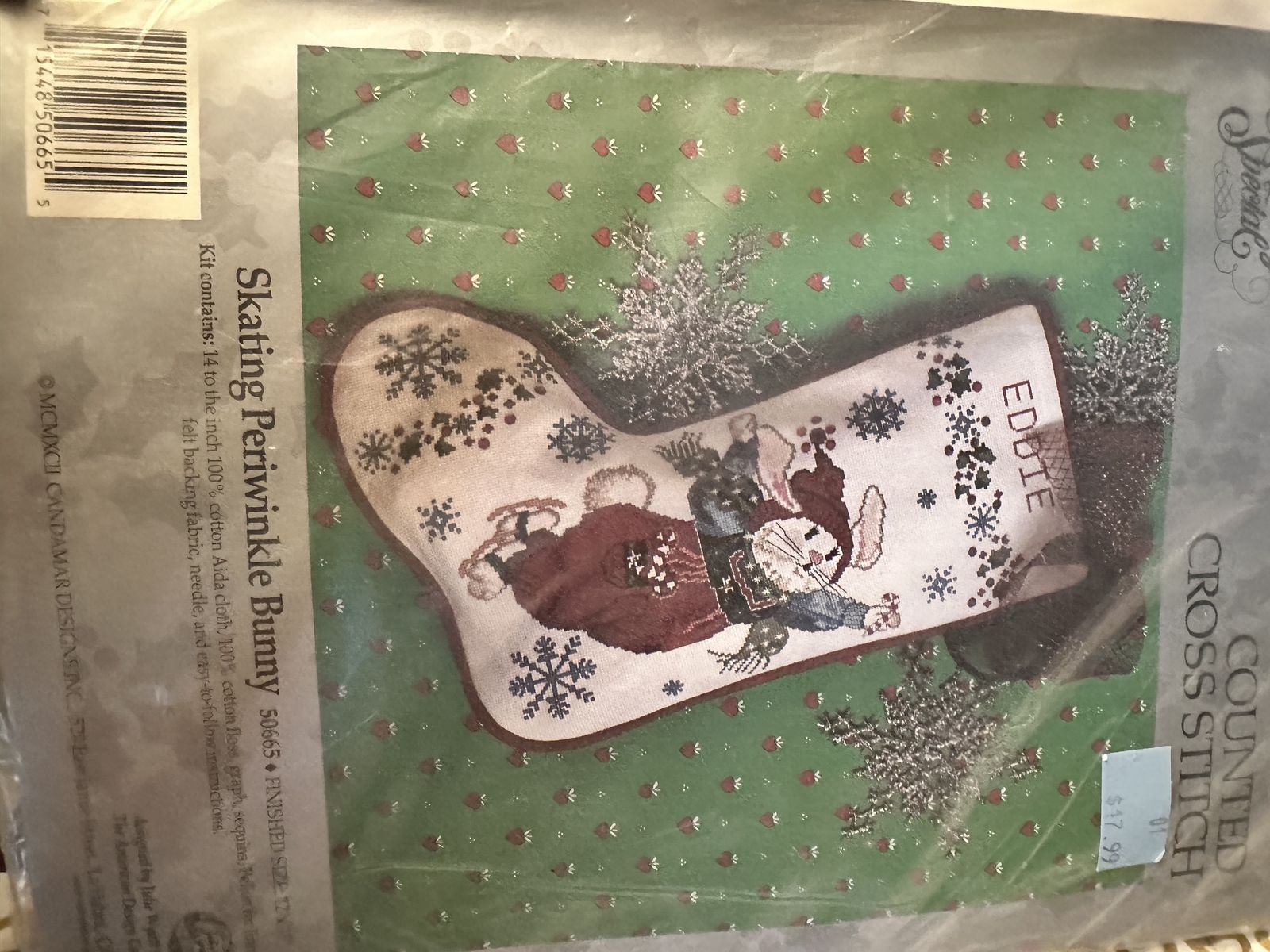 Periwinkle Bunny Counted Cross Stitch Stocking Kit 50665