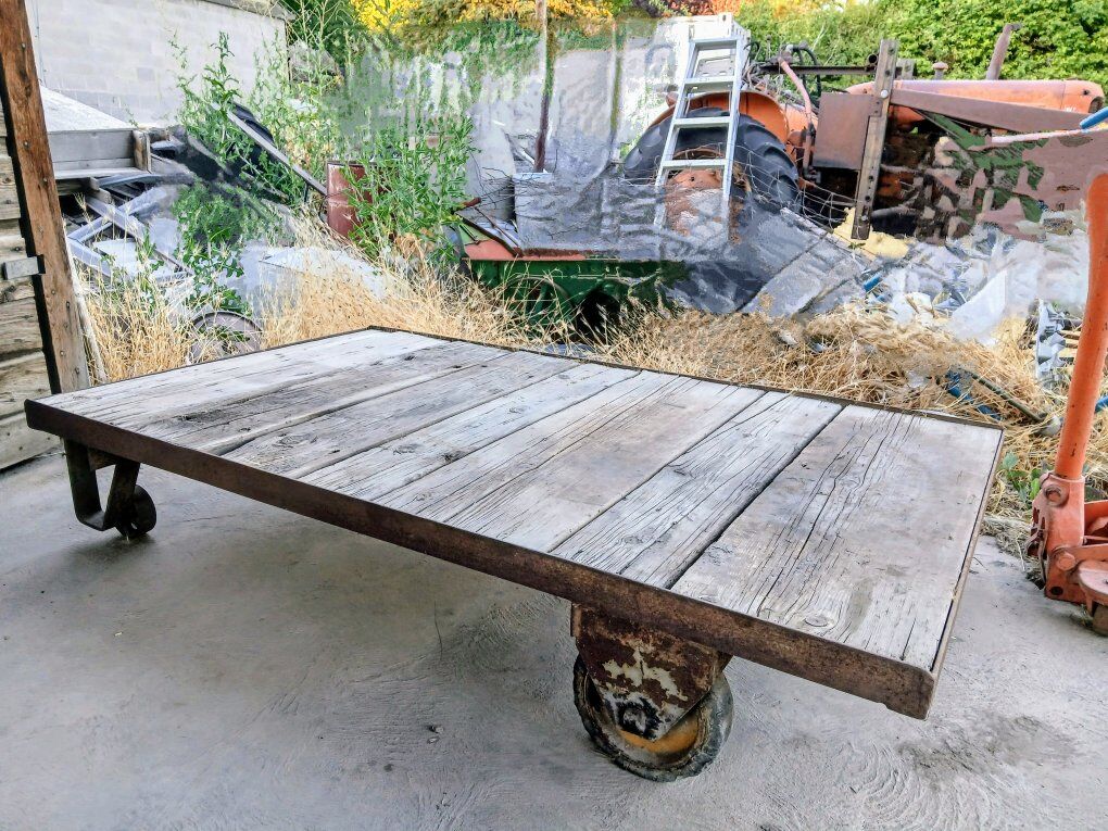 antique industrial factory cart