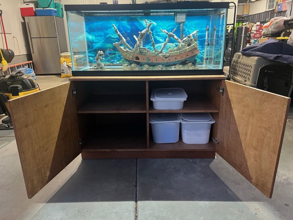 75 Gallon Fish Tank with Cabinet Stand & Supplies