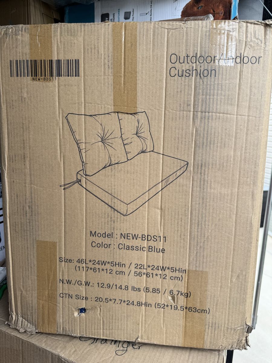 ARTPLAN Outdoor Loveseat Cushion Set - Classic Blue, 46"x24"x5" High-Density Foam, Removable Cover