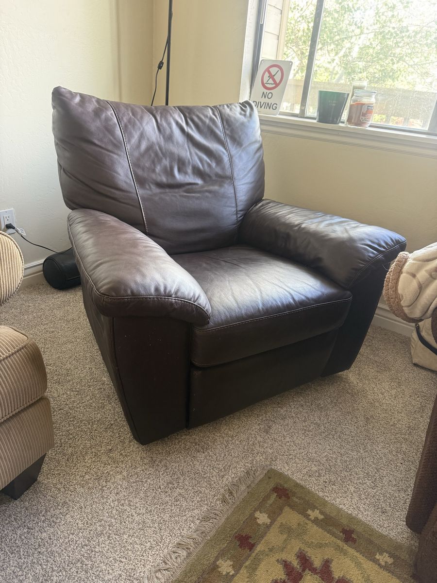 Brown Leather Recliner Armchair