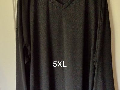 Unisex Black V-Neck Long Sleeve Shirt - Size 5XL