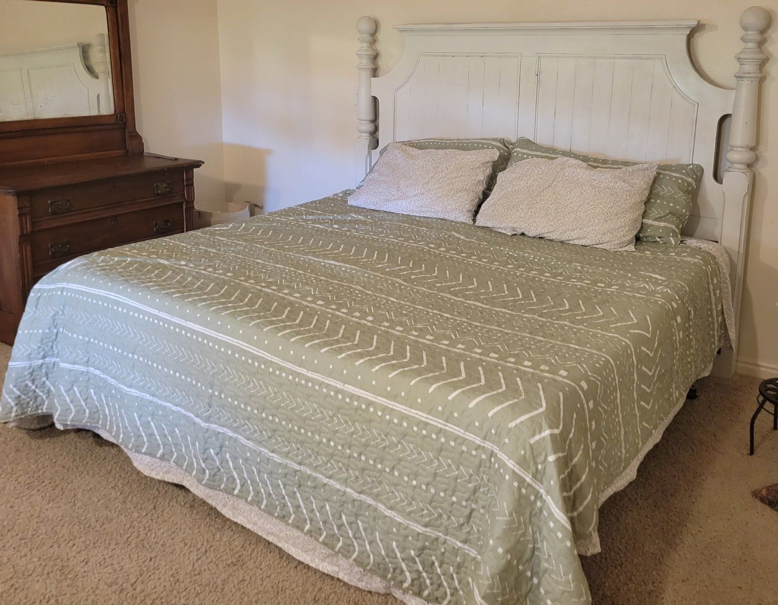 White Wood King Headboard