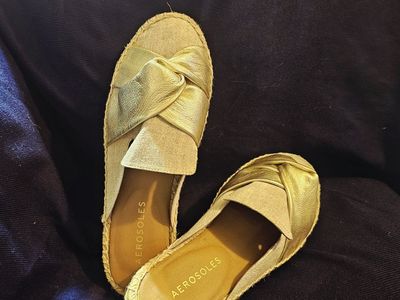 Aerosoles Gold Espadrille Mule Sandals, Women's Size 11 - Stylish & Comfortable
