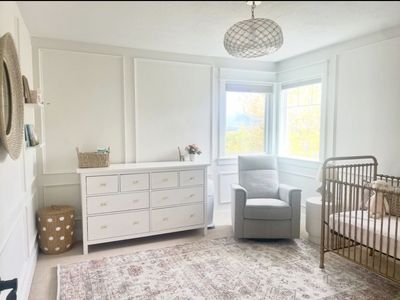 Gold crib and chair for sale