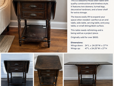 Paula Deen Drop-Leaf Accent Table – Refinish Project