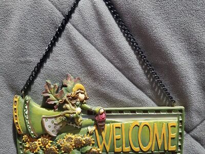 welcome hanging sign
