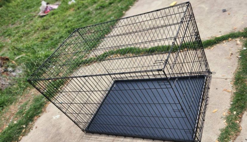 Folding Black Wire Dog Crate with xxl 48” Pet kennel