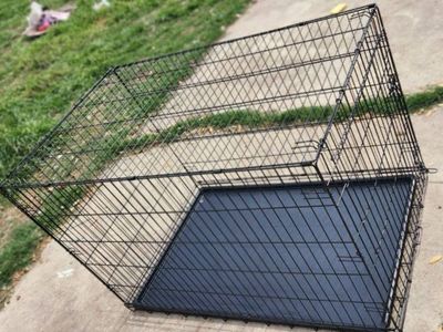 Folding Black Wire Dog Crate with xxl 48” Pet kennel