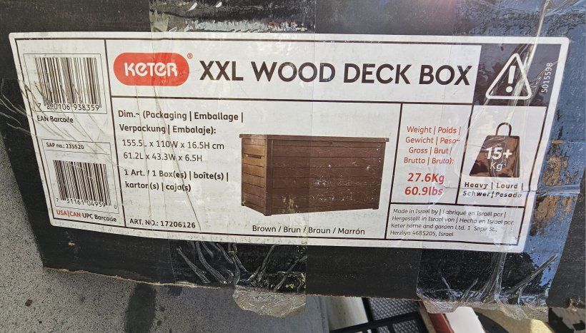 Keter XXL 230 Gallon Deck Box Outdoor Storage Large Waterproof Brown New  #140