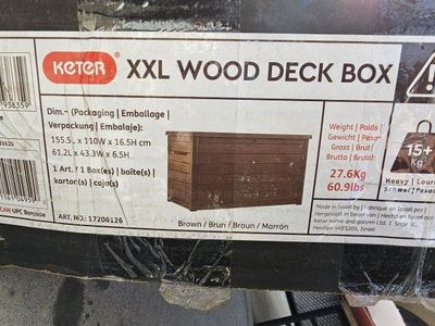 Keter XXL 230 Gallon Deck Box Outdoor Storage Large Waterproof Brown New #140