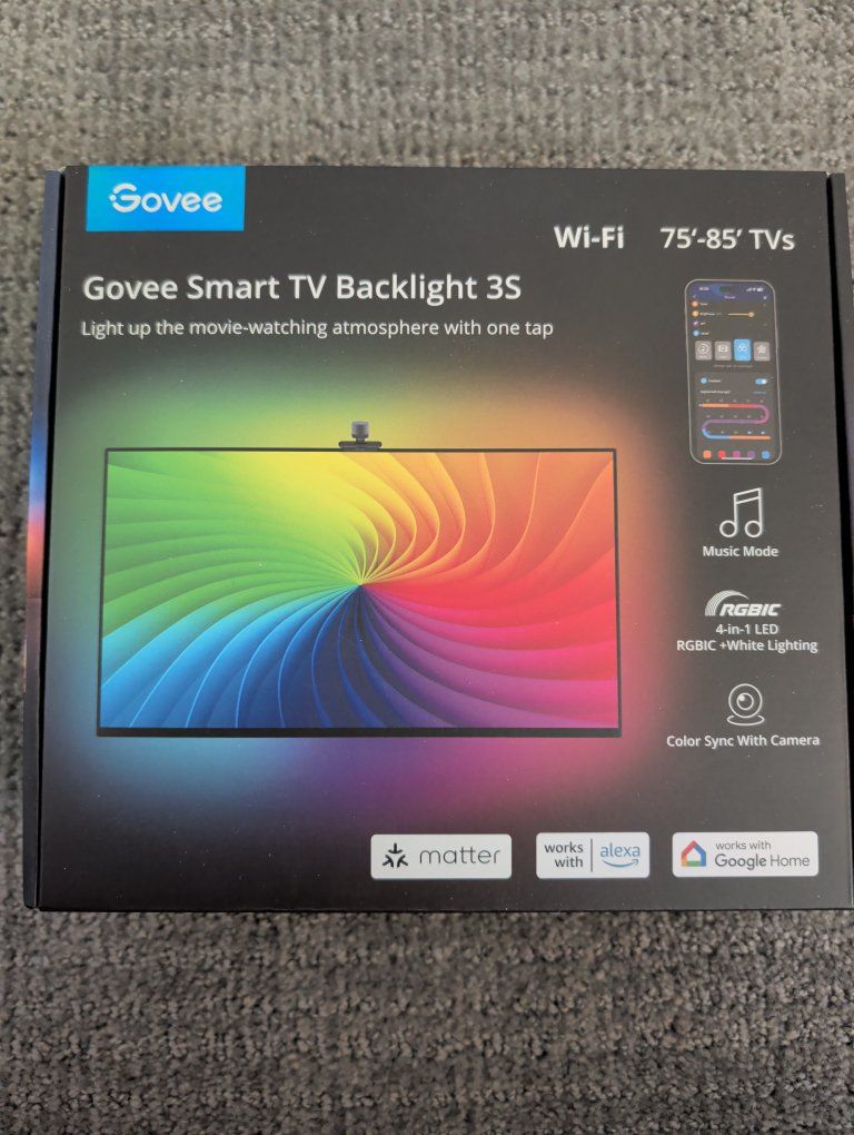 Govee Smart TV Backlight 3S Wi-Fi for 75'-85' TVs RGBIC Lighting
