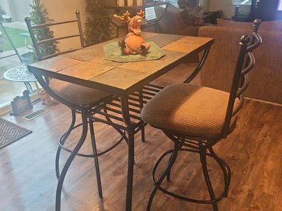 2 each - 3 piece Ashley Furniture Signature Design Collections Antigo pub table and swivel barstool sets