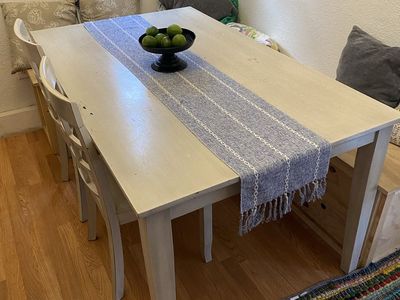 White Dining Set W/6 Chairs