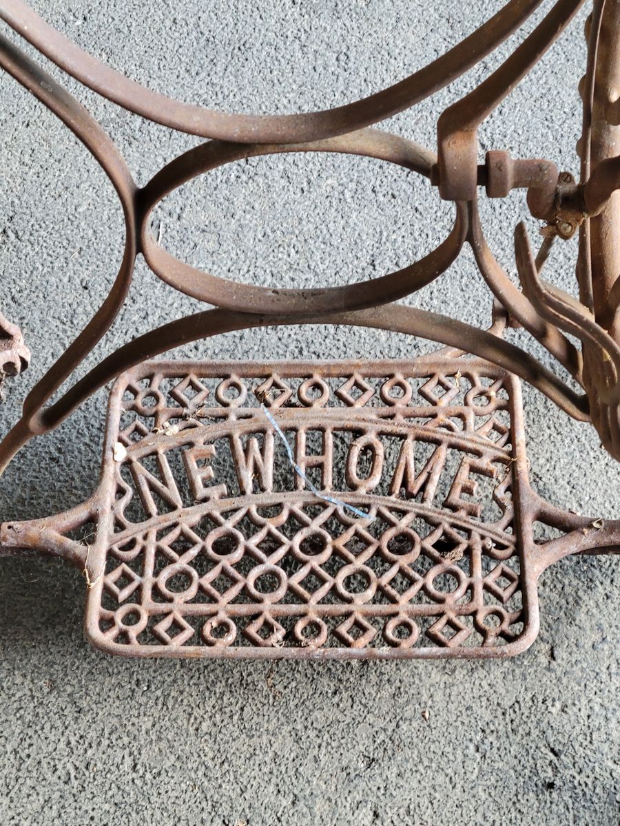 Vintage New Home Treadle Sewing Machine with Cast Iron Base