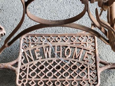 Vintage New Home Treadle Sewing Machine with Cast Iron Base