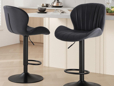 Sweetcrispy Bar Stools Set of 2, Swivel Adjustable Height Fabric Bar Chair