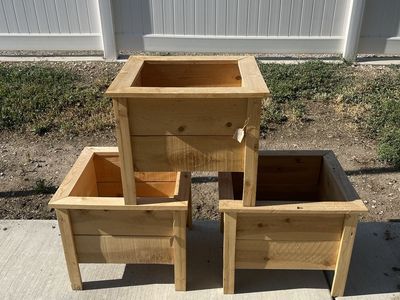 Wooden Square Planter Boxes - Set of 3
