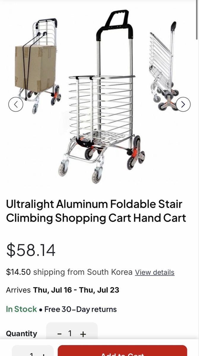 Ultralight Aluminum Foldable Stair-Climbing Shopping Cart / Hand Cart – New