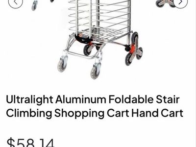 Ultralight Aluminum Foldable Stair-Climbing Shopping Cart / Hand Cart – New