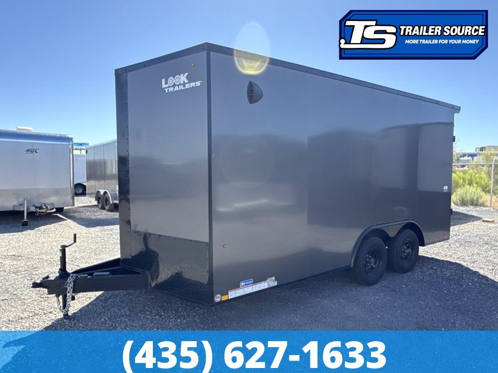 8.5x16 Look ST DLX Enclosed Cargo Trailer - 7'0" Interior - 7K GVWR - .080 PolyCor, Black Out Package, Rear Spoiler w/ Load