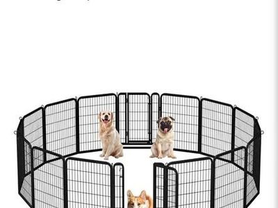 32in 16-Panel Metal Dog Playpen Fence - Indoor/Outdoor, RV, Camping