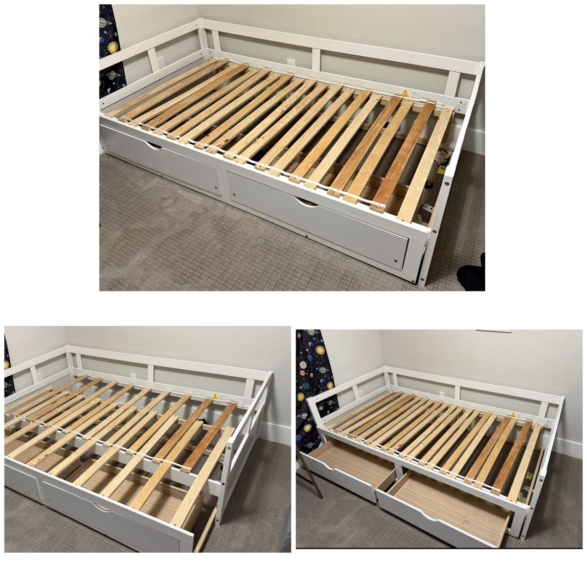 Twin size trundle bed with storage