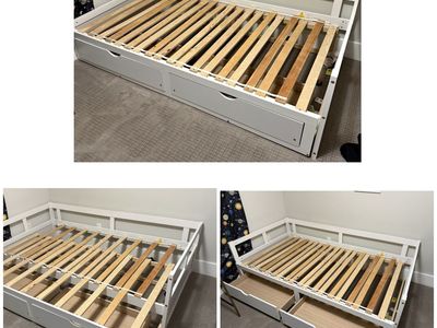 Twin size trundle bed with storage