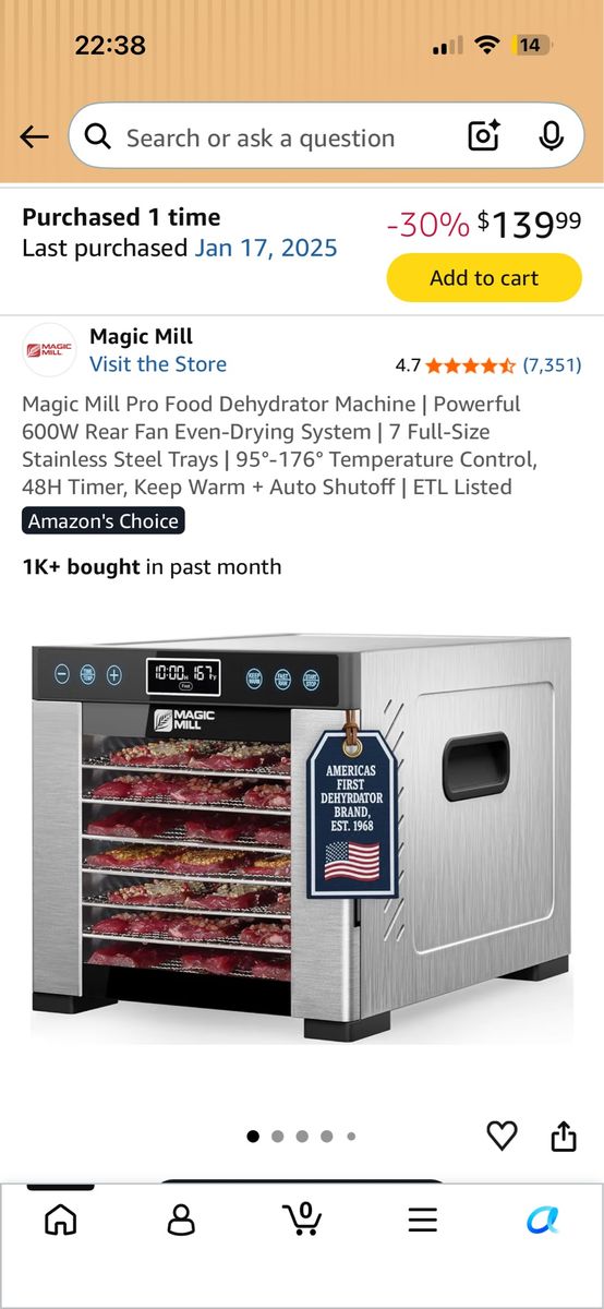 Magic Mill Pro Food Dehydrator Machine v