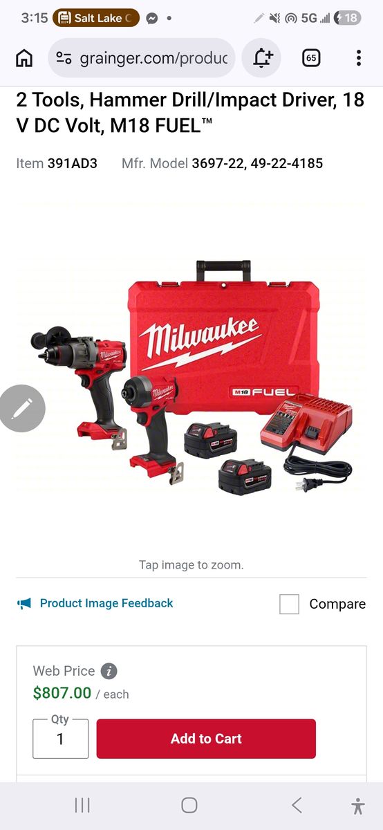 M18 power drill and impact with charger and battery