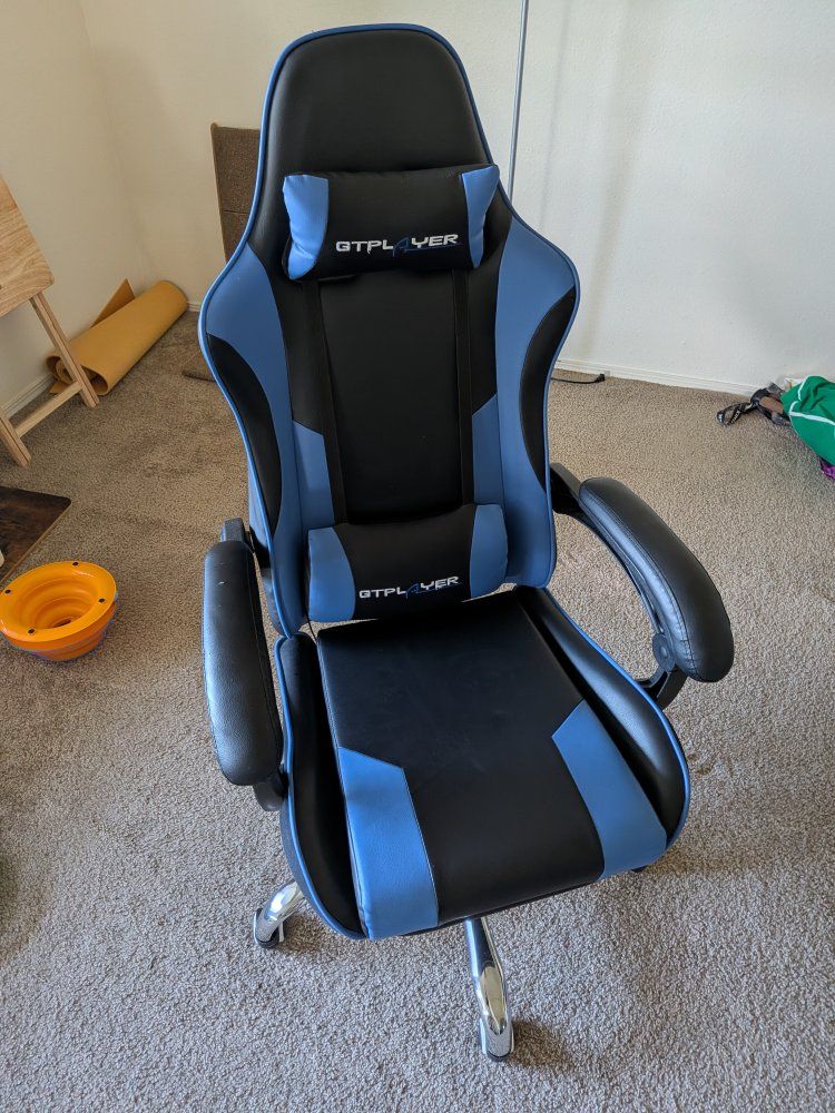 GTPlayer Ergonomic Gaming Chair with Lumbar Support and Headrest - Black/Blue