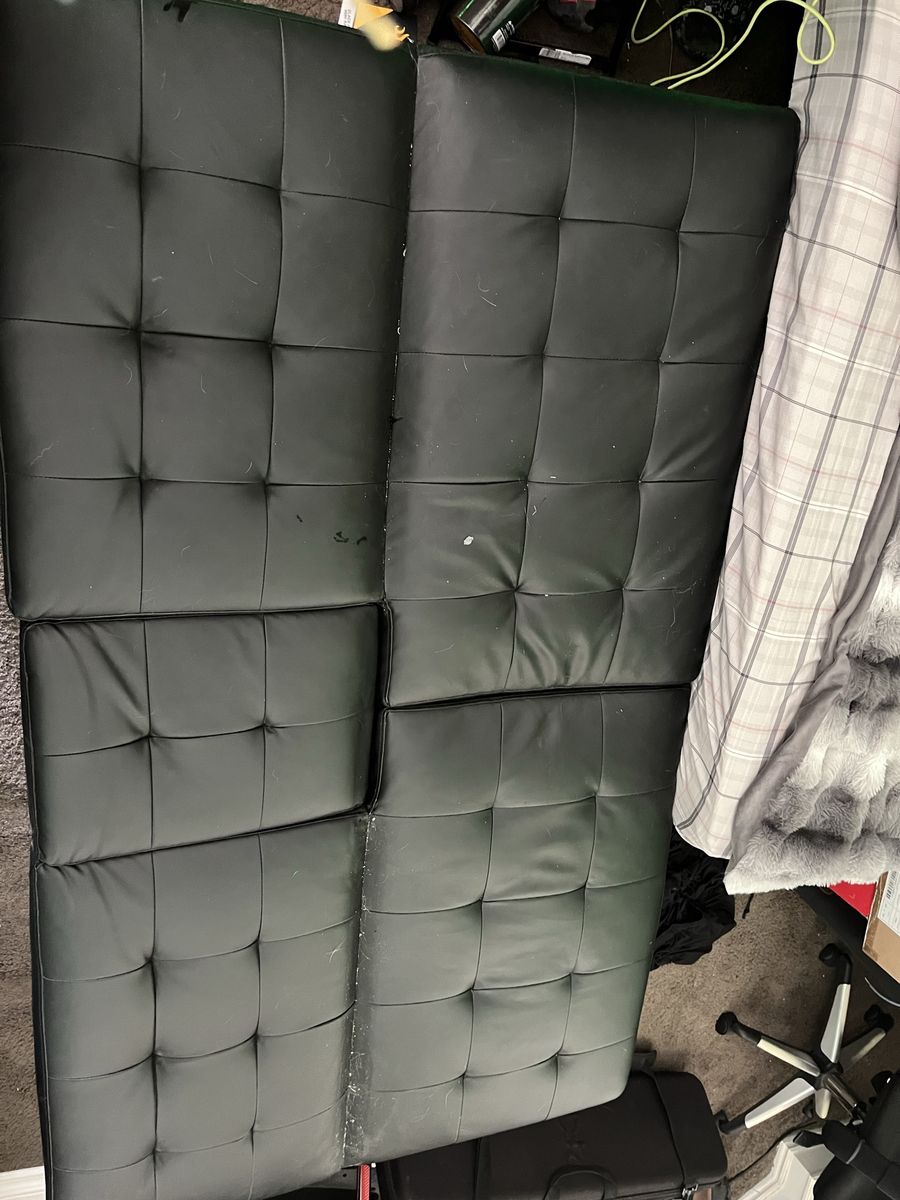 Black Faux Leather Tufted Futon