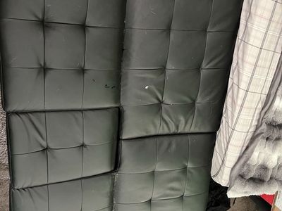 Black Faux Leather Tufted Futon