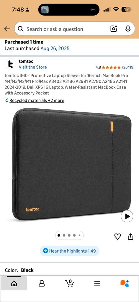 Tomtoc 16Inch Macbook Sleeve