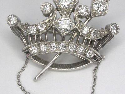 1940's Heirloom Vintage Antique Platinum and Diamond pin