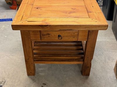 Rustic Solid Farmhouse End Table