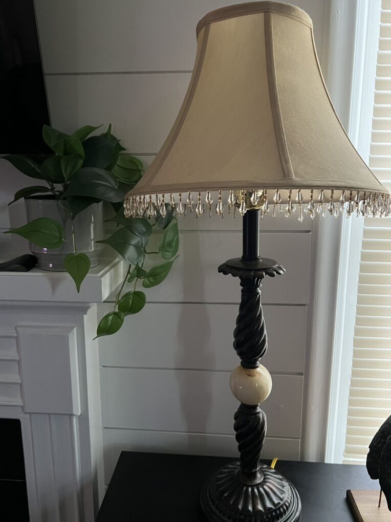 Vintage Cast Iron Lamps Alabaster Accent