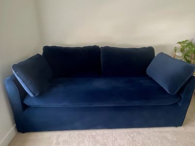 Sofa Bed, Navy Blue Velvet, Article