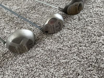 Assorted Vintage Golf Club Woods 1-4 Callaway Big Bertha, Ben Hogan, and Spalding